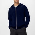 thumbnail image 1 of Guieoi Mens Shirts under $5.00 Men's Long-sleeved Hooded Pocket Drawstring Zipper Sweatshirts/coat Blue, 1 of 7