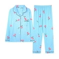 thumbnail image 1 of Guieoi Pajamas Sets for Women 2pc Women Casual Loose Printed Button Trundown Collar Long Sleeved Cardigan Pants Pajama Sets Blue S, 1 of 4