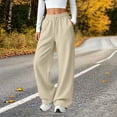thumbnail image 1 of Guieoi Pants for Women Plus Size Casual Drawstring with Elastic Waist Straight-Leg Back Pockets Trousers Beige XXL, 1 of 7