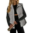 thumbnail image 1 of Guieoi Plus Size Jackets for Women Winter Cotton Lightweight Stand Up Collar Sleeveless Warm Zipper Thick Coat Jacket with Pockets Gray, 1 of 5
