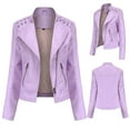 thumbnail image 1 of Guieoi Plus Size Jackets for Women Winter Fashion Lapel Motor Jacket Coat Zip Biker Short Punk Cropped Tops Pink, 1 of 5