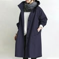 thumbnail image 1 of Guieoi Plus Size Jackets for Women Winter Solid Color Button Pocket Recreational Hooded Long Sleeve Windbreaker Coat Tops Blue, 1 of 5