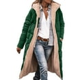 thumbnail image 1 of Guieoi Plus Size Jackets for Women Winter Winter Casual Loose Fashion Color Pocket Zippered Tops Reversible Long Cotton Coat Green, 1 of 6