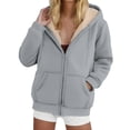 thumbnail image 1 of Guieoi Plus Size Winter Coats for Women Winter Warm Casual Long Sleeve Hooded Solid Sweatshirt Coat Gray, 1 of 4