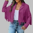 thumbnail image 1 of Guieoi Plus Size Winter Coats for Women's Faux Suede Leather Cowboy Style Coat Long Sleeve Tassels Cardigan Coat Pink, 1 of 6