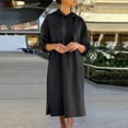 thumbnail image 1 of Guieoi Plus Size Fall Casual Long-Sleeve Sweatshirt Dress Loose-Fit Hooded Drawstring Maxi Dress Black XL, 1 of 6