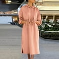 thumbnail image 1 of Guieoi Plus Size Fall Casual Long-Sleeve Sweatshirt Dress Loose-Fit Hooded Drawstring Maxi Dress Orange M, 1 of 6