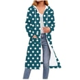 thumbnail image 1 of Guieoi Plus Size Jackets Casual Women's Fashion Polka Dots Printed Long Sleeve Hooded Zipper Drawstring Tops Long Sweatshirts Pocket Blue, 1 of 5