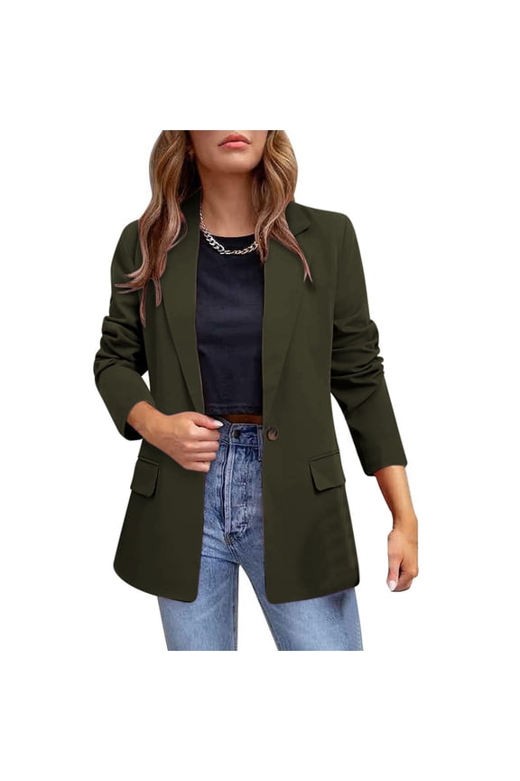 Plus Size Jackets Clearance Fashion Women Cardigan one Button Outerwear Blazer Business Casual Long Sleeve Casual Coat Jackets Blouse Green Black*Friday/Cyber*Monday Clearance