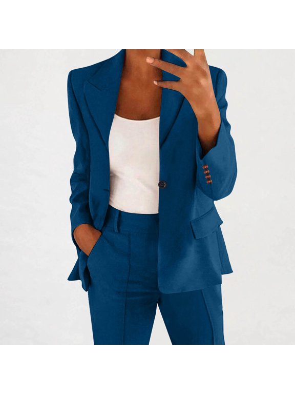 Plus Size Jackets Clearance Fashion Women Solid Color Long Sleeve Tops Cardigan Coat Work Tops one Button Blazer Business Casual Blue Black*Friday/Cyber*Monday Clearance