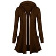 thumbnail image 1 of Guieoi Plus Size Jackets Fashion Women's Casual Long Sleeve Hooded Blouse Ladies Loose Sweatshirt Tops Zipper Long Jackets Brown Black*Friday/Cyber*Monday, 1 of 5