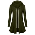 thumbnail image 1 of Guieoi Plus Size Jackets Fashion Women's Casual Long Sleeve Hooded Blouse Ladies Loose Sweatshirt Tops Zipper Long Jackets Green Black*Friday/Cyber*Monday, 1 of 5