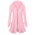 thumbnail image 1 of Guieoi Plus Size Jackets Fashion Women's Casual Long Sleeve Hooded Blouse Ladies Loose Sweatshirt Tops Zipper Long Jackets Pink Black*Friday/Cyber*Monday, 1 of 5