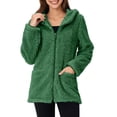thumbnail image 1 of Guieoi Plus Size Jackets Winter Fashion Womens Sweatshirts Warm Faux Coat Fleece Jacket Zipper Solid Long Sleeve Tops Green Black*Friday/Cyber*Monday, 1 of 6