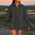 thumbnail image 1 of Guieoi Plus Size Jackets Women Casual Solid Color Lapel Long Sleeve Loose Front Pocket Hoodie Top Gray, 1 of 4