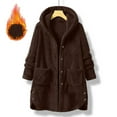 thumbnail image 1 of Guieoi Plus Size Jackets Clearance Women Solid Color Long Sleeve Hooded Coat Blouse Winter Loose Solid Pocket Warm Fleece Jackets Brown Black*Friday/Cyber*Monday Clearance, 1 of 9