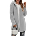 thumbnail image 1 of Guieoi Plus Size Jackets Clearance Women Warm Soft Fleece Jacket Casual Comfy Coats Fuzzy Hooded Cardigan Outerwear Tops Gray Black*Friday/Cyber*Monday Clearance, 1 of 9