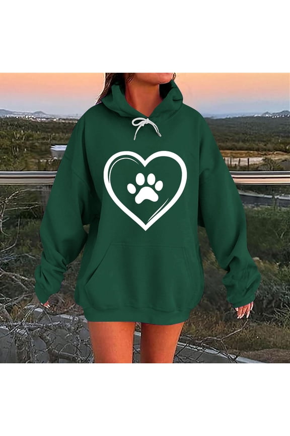 Plus Size Jackets Women Winter Casual Christmas Solid Color Round Neck Long Sleeve Pullover Blouse Hooded Sweatshirt Green Black*Friday/Cyber*Monday