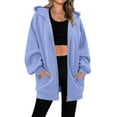 thumbnail image 1 of Guieoi Plus Size Jackets Women Winter Warm Casual Long Sleeve Hooded Solid Zipper Sweatshirt Coat Blue Black*Friday/Cyber*Monday, 1 of 4