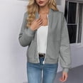 thumbnail image 1 of Guieoi Plus Size Jackets Women's Casual Solid Pocket Long Sleeve Zipper Jacket Top Hoodless Sweatshirts Gray Black*Friday/Cyber*Monday, 1 of 7