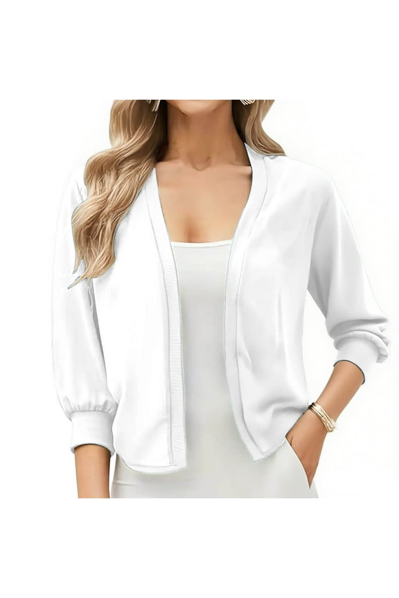 Plus Size Jackets Clearance Women's Chiffon Cardigan Lightweight Long Sleeve Casual Tops Open Front White Black*Friday/Cyber*Monday Clearance