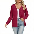 thumbnail image 1 of Guieoi Plus Size Jackets Clearance Women's Fashion Solid Color Long Sleeve Round Neck Cardigan Button Leisure Tops Red Black*Friday/Cyber*Monday Clearance, 1 of 5