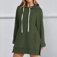 thumbnail image 1 of Guieoi Plus Size Jackets Women's Fashion Solid Hoodie Long Sleeve Drawstring Blouse Round Neck Casual Tops Hooded Sweatshirts Long Green Black*Friday/Cyber*Monday, 1 of 4