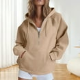 thumbnail image 1 of Guieoi Plus Size Jackets Clearance Women's Loose Winter Half Zipper Hooded Raglan Long-Sleeve Hoodies Jacket Brown Black*Friday/Cyber*Monday Clearance, 1 of 4