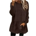 thumbnail image 1 of Guieoi Plus Size Jackets Clearance Women's Winter Fleece Jacket Sweater Warm Solid Color Blouse Lightweight Casual Loose Outerwear with Pockets Brown Black*Friday/Cyber*Monday Clearance, 1 of 3