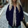 thumbnail image 1 of Guieoi Plus Size Jackets for Women Solid Puffer Women Long Sleeves Quilted Jacket Lightweight Button up Collar Down with Pockets Outerwear Blue, 1 of 9