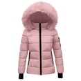 thumbnail image 1 of Guieoi Plus Size Jackets for Women Women's Winter Jacket with Hood Waist and To Overcome Outer Long Sleeve Coats Jacket with Pocket Pink, 1 of 7