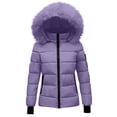 thumbnail image 1 of Guieoi Plus Size Jackets for Women Women's Winter Jacket with Hood Waist and To Overcome Outer Long Sleeve Coats Jacket with Pocket Purple, 1 of 7