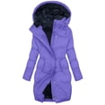 thumbnail image 1 of Guieoi Plus Size Jackets for Women Women's Solid Color Long Sleeve Hooded Fashion Padded Jacket Winter Coats Purple, 1 of 8