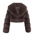 thumbnail image 1 of Guieoi Plus Size Jackets for Women Women's Synthetic Short Style Big Collar Long Sleeved Jacket Zipper Jacket Brown, 1 of 5