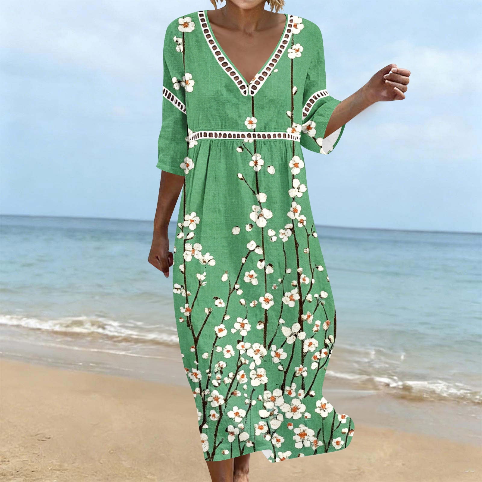summer dress with cutouts Cut Out Floaty Split in Powder Blue The intricate cutouts in this floral maxi dress add a touch of intrigue and sophistication Bluebird Print Linen Dress: Cut