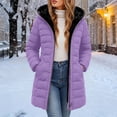 thumbnail image 1 of Guieoi Plus Size Winter Jacket for Women Mid-Length Long-Sleeve Hooded Fleece-Lined Padded with Zipper Coats Purple XXXL, 1 of 6