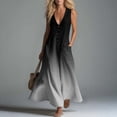 thumbnail image 1 of Guieoi Summer Dresses for Women under $10 Plus Size Flowy Buttoned Cotton-Linen Loose Pocket Sleeveless Printed Gradient Maxi Dress Black XXL, 1 of 7