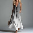 thumbnail image 1 of Guieoi Summer Dresses for Women under $10 Plus Size Flowy Buttoned Cotton-Linen Loose Pocket Sleeveless Printed Gradient Maxi Dress Gray M, 1 of 7