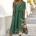 thumbnail image 1 of Guieoi Summer Dresses for Women under $10 Plus Size Summer Casual Floral Print Short-Sleeve Round-Neck Knee-Length Dress Multicolor XXL, 1 of 7