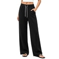 thumbnail image 1 of Guieoi Sweatpants for Women Straight-Leg Loose-Fit Elastic-Waist Drawstring Sports Pants with Pockets Trousers Black L, 1 of 7