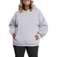 thumbnail image 1 of Guieoi Sweatshirts for Women Plus Size under $10.00 Plus Size Fashion Women's Casual Hooded Long Sleeve Ladies Loose Sweatshirt Tops Gray Black*Friday/Cyber*Monday, 1 of 5