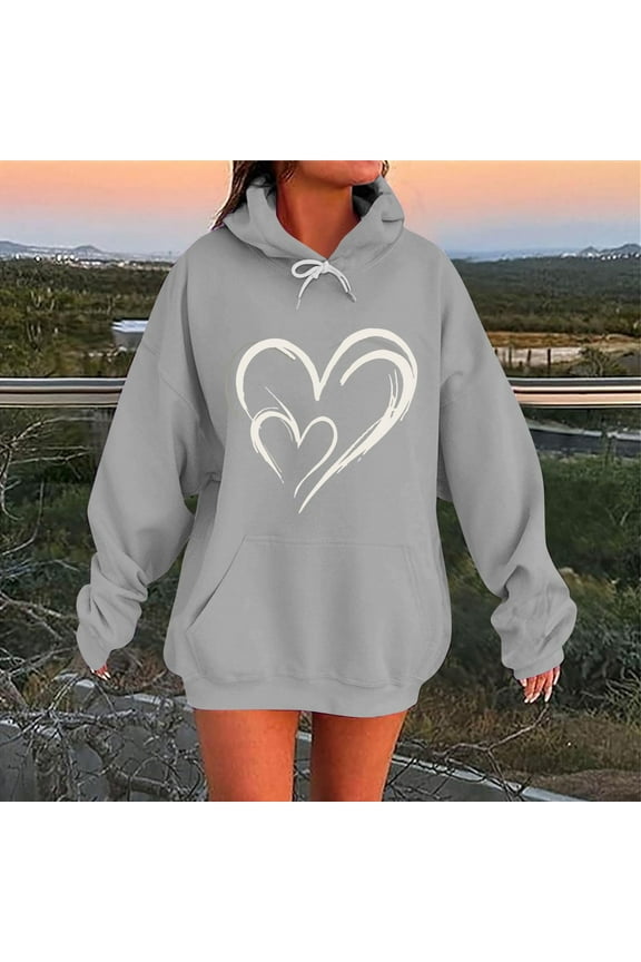 Sweatshirts for Women Plus Size under $10.00 Women Fall Winter Casual Christmas Solid Round Neck Long Sleeve Pullover Blouse Sweatshirt Gray Black*Friday/Cyber*Monday