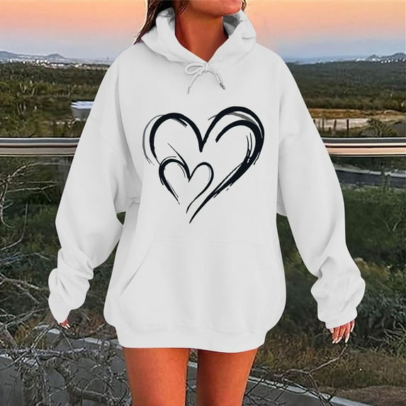 Guieoi Sweatshirts for Women Plus Size under $10.00 Women Fall Winter Casual Christmas Solid Round Neck Long Sleeve Pullover Blouse Sweatshirt White Black*Friday/Cyber*Monday