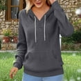 thumbnail image 1 of Guieoi Sweatshirts for Women Plus Size under $10.00 Women's Casual and Fashionable Solid T-shirt Hooded Pocket Long Sleeved Top Gray Black*Friday/Cyber*Monday, 1 of 6