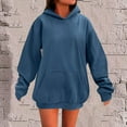 thumbnail image 1 of Guieoi Sweatshirts for Women Plus Size under $10.00 Women's Solid Color Hooded Long-sleeved Loose Tops Sweatshirts Hooded Sweatshirts Blue Black*Friday/Cyber*Monday, 1 of 6