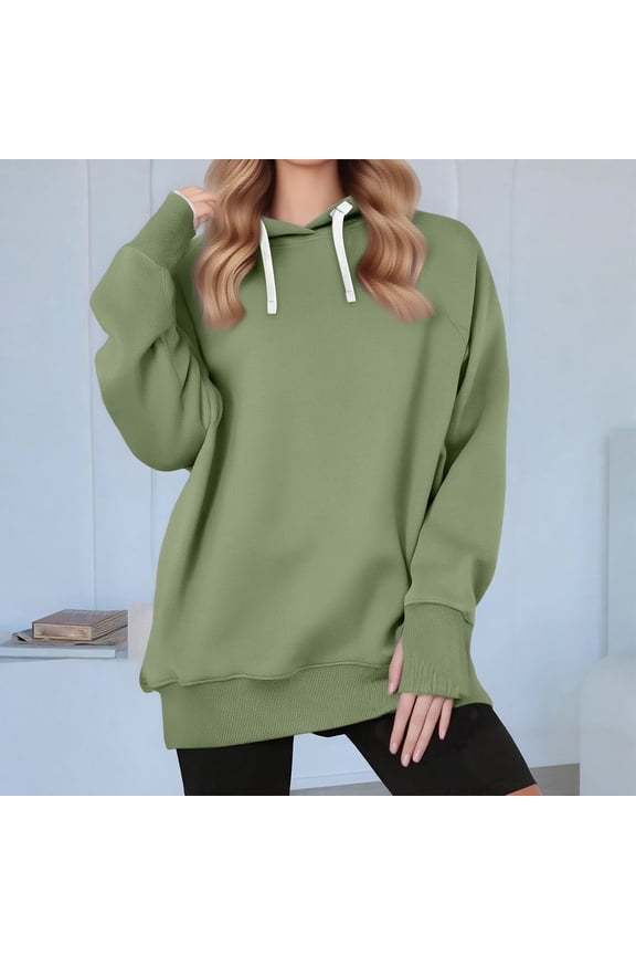 Sweatshirts for Women Plus Size under $10.00 Women's Thumb Button Sweatshirt Hoodie 2025 Fall Winter Clothing Long Sleeve Hoodie Sweatshirt Green Black*Friday/Cyber*Monday