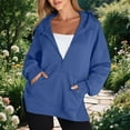 thumbnail image 1 of Guieoi Sweatshirts for Women Plus Size under $10.00 Women's Zipper Pullover Long Sleeved Hooded Pocket Sweater Top Blue Black*Friday/Cyber*Monday, 1 of 5