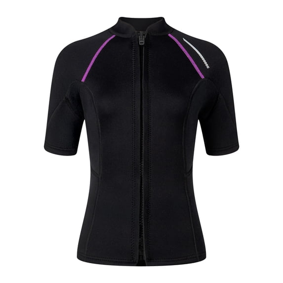 Guieoi Swimsuit Women Plus Size 1.5MM Split-Style Diving Suit for Wome Short-Sleeve Wetsuit for Snorkeling, Surfing, and Thermal Protection Black S
