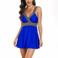 thumbnail image 1 of Guieoi Swimsuit Women Plus Size Summer 2026 Spring Fashion Plus Size Modest Skirted Two Piece Swimsuit Set Blue XL, 1 of 6