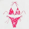thumbnail image 1 of Guieoi Swimsuit Women Plus Size Summer Triangle Two Piece High-Waisted Bikini Sexy Swimwear Pink L, 1 of 5